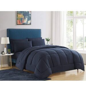 Down Alternative Comforter All Season Warmth Luxurious Plush LoftTwin Size, Navy